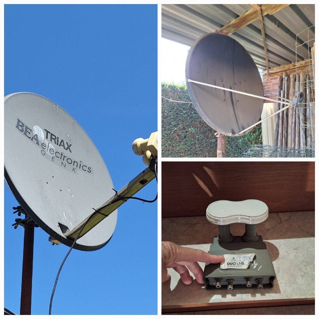 2x satellietschotel 80cm duo lnb en 100cm duo lnb tv-vlaand, Audio, Tv en Foto, Schotelantennes, Ophalen, Gebruikt, (Schotel)antenne