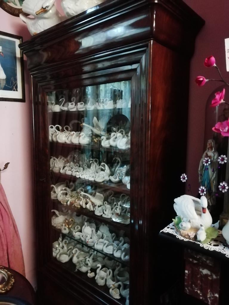 Antieke accajou houten vitrine kast, Antiek en Kunst, Antiek | Meubels | Kasten, Ophalen