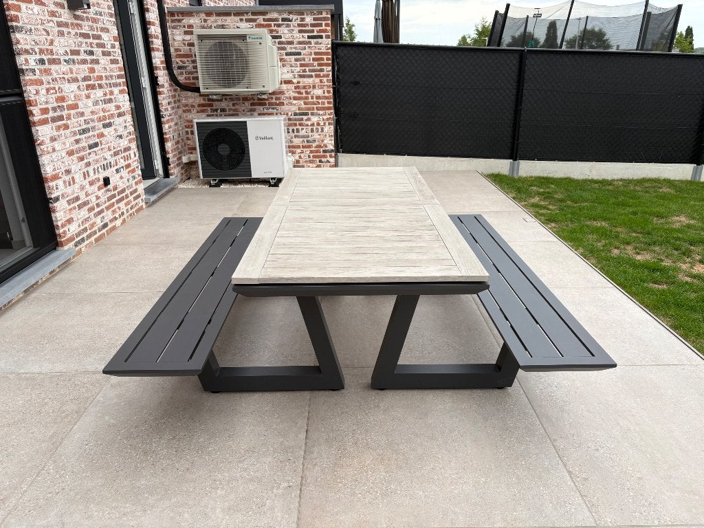 Picknicktafel, Tuin en Terras, Picknicktafels, Ophalen, Gebruikt, Rechthoekig, Aluminium