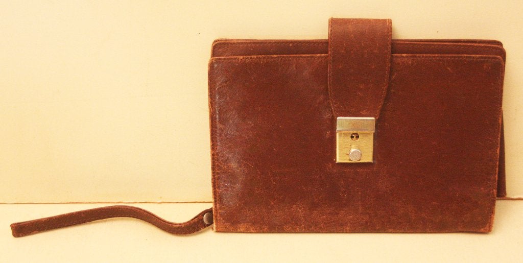 Ruige Vintage Handtas Uit Leder (Voor Een Man), Enlèvement ou Envoi, Comme neuf, Brun, Cuir