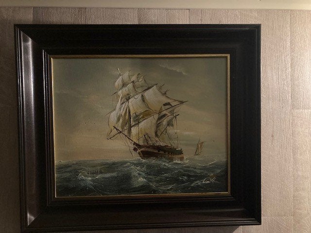 Schilderij, Antiek en Kunst, Kunst | Schilderijen | Klassiek, Ophalen, Maritiem / water, Doek, Gesigneerd