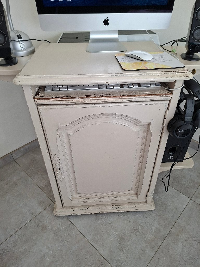 Computerkastje in eik met toetsenbord lade en plaats printer, Huis en Inrichting, Bureaus, Ophalen, Gebruikt, Hout, 44 cm