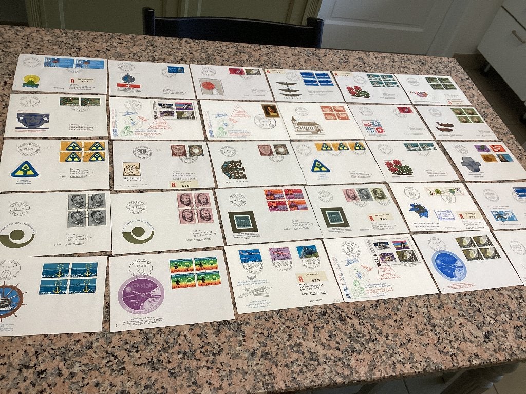 Lot van 30 mooie FDC Zwitserland begin jaren 70, Ophalen of Verzenden, 1960 tot 1980, Gelopen