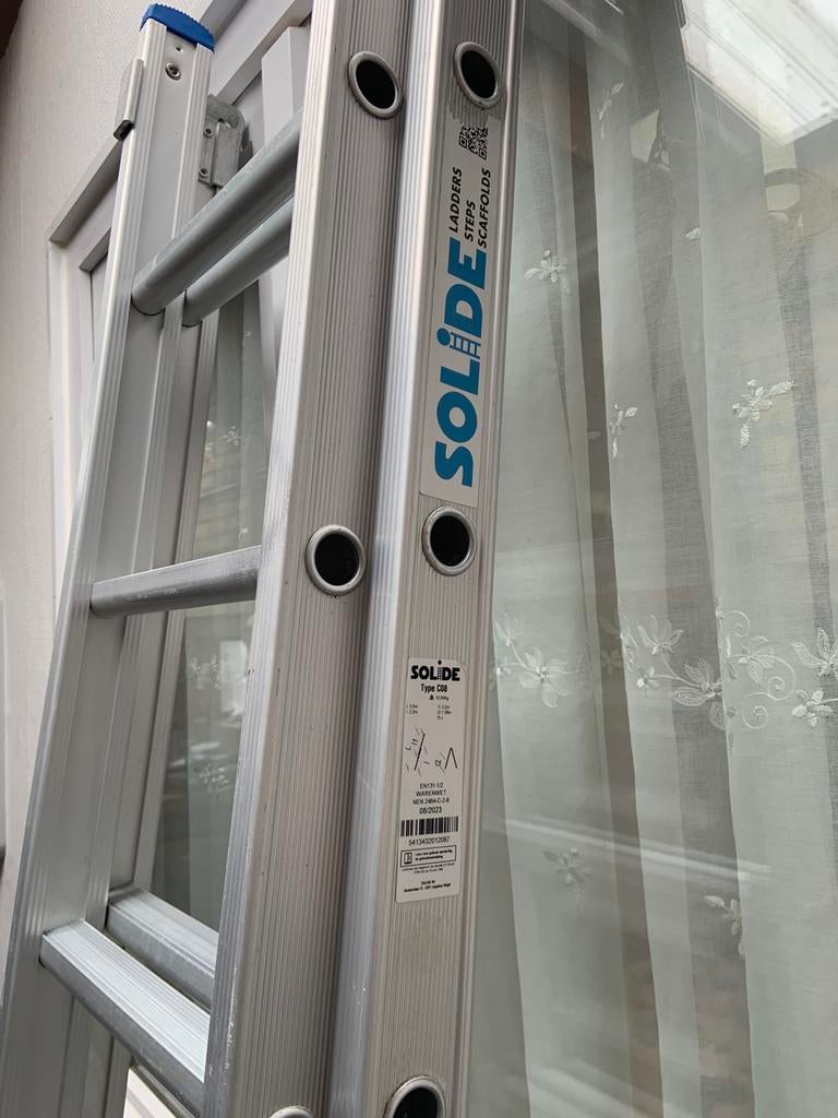 SOLiDE schuifladder 2X8, Doe-het-zelf en Bouw, Ladders en Trappen, Ophalen, Zo goed als nieuw