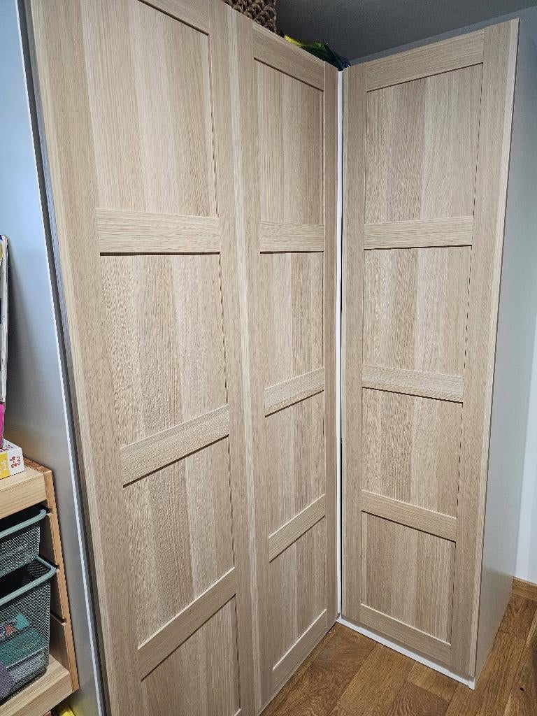 Dressing blanc Pax x2 angle, Huis en Inrichting, Kasten | Kleerkasten, Ophalen, Met deur(en), 200 cm of meer, Eikenhout