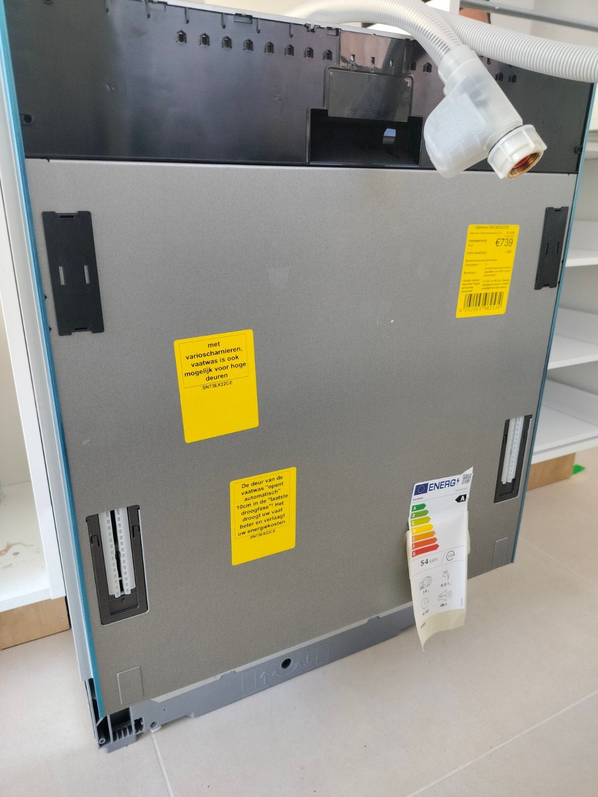 Siemens SN 73EX22 CE Volledig integreerbare vaatwassers 60cm, Energieklasse A of zuiniger, Minder dan 85 cm, Minder dan 10 liter