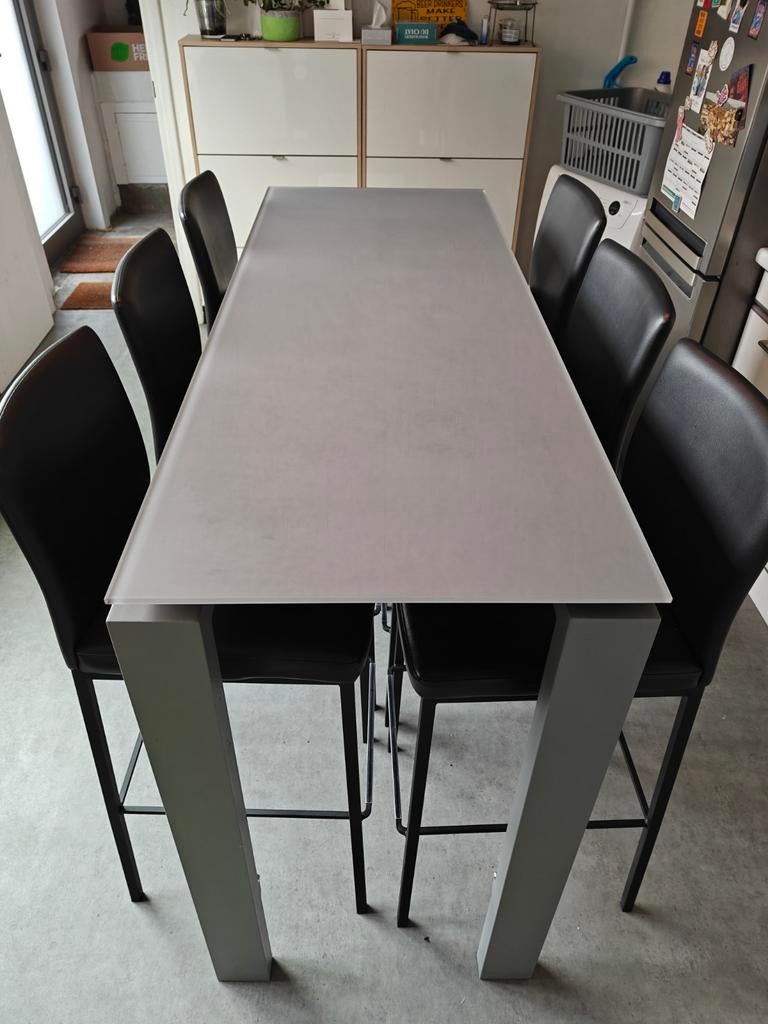 Table de bar haute + tabourets de bar, Enlèvement, Comme neuf, Modern, 4 à 6 chaises