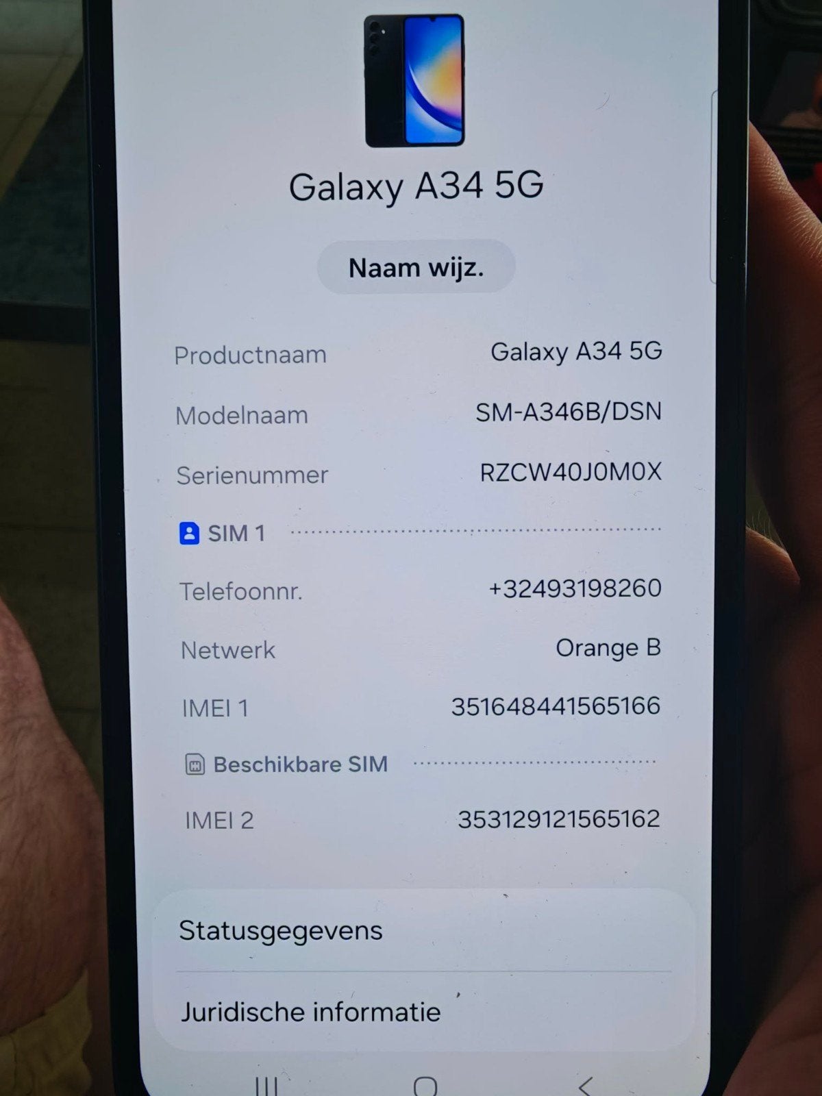 Samsung Galaxy a34, Ophalen
