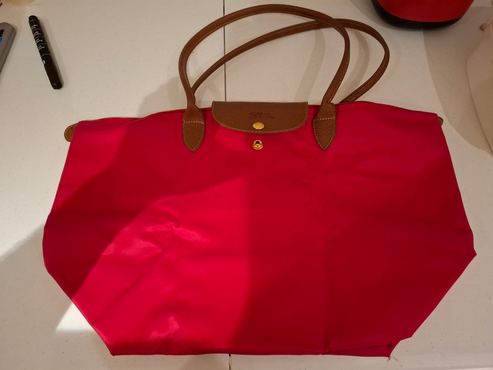 Sac cabas Longchamp Le Pliage rouge - Taille L, Rouge