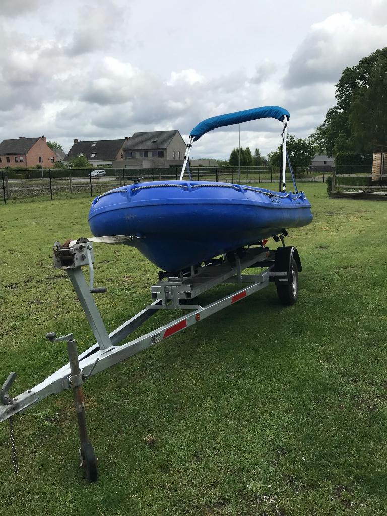 Plezier boot, Watersport en Boten, Motorboten en Motorjachten, Gebruikt, Overige materialen, Elektrisch, Buitenboordmotor, Biminitop