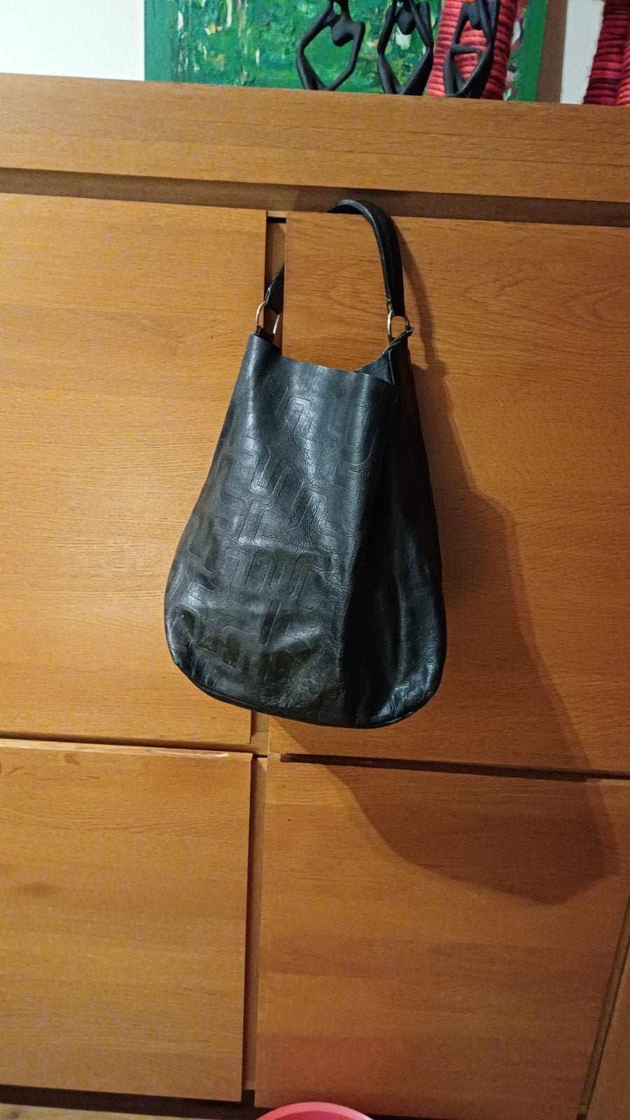 Zwarte volledig lederen handtas, Ophalen of Verzenden, Zwart, Handtas