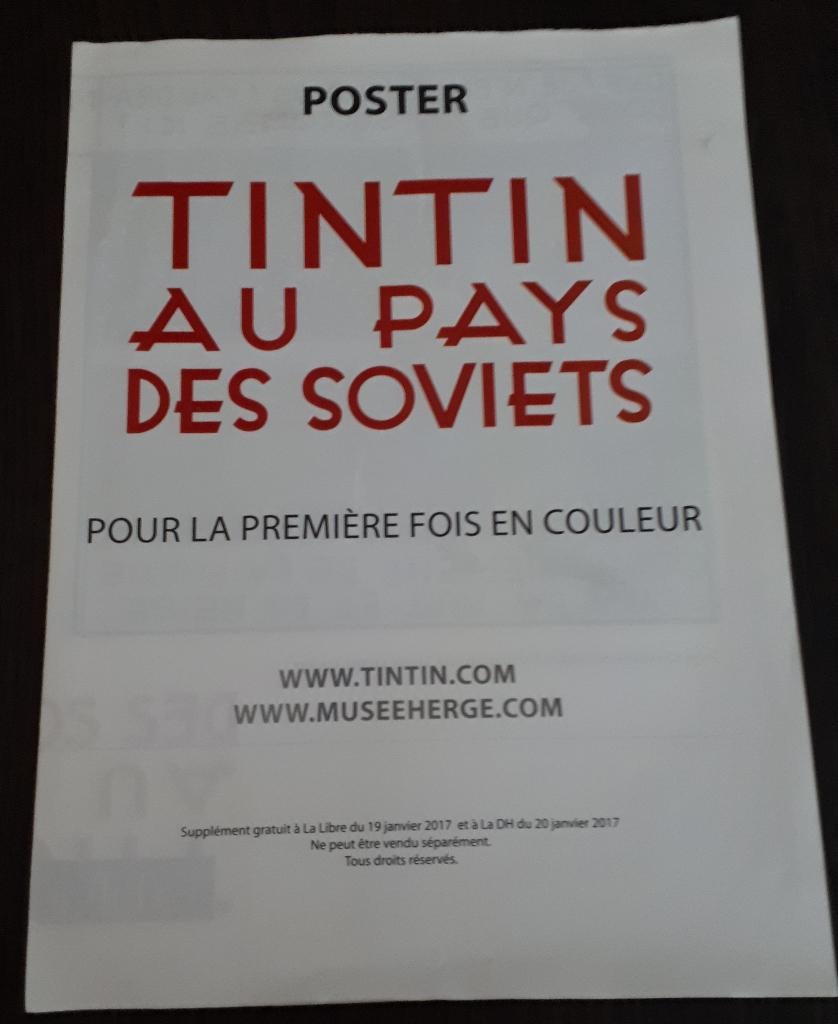 Poster Kuifje in het land van de Sovjets, Ophalen, Kuifje, Gebruikt, Plaatje, Poster of Sticker