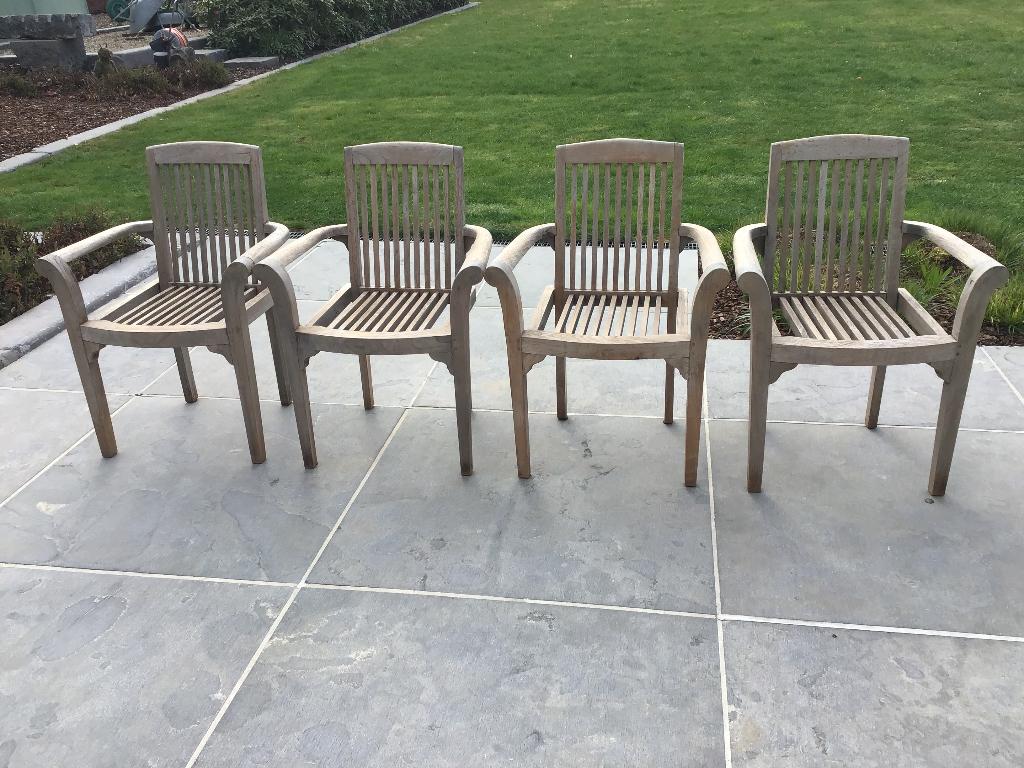 Tuinzetels teak, Tuin en Terras, Tuinstoelen, Ophalen, Gebruikt, Teakhout, Stapelbaar