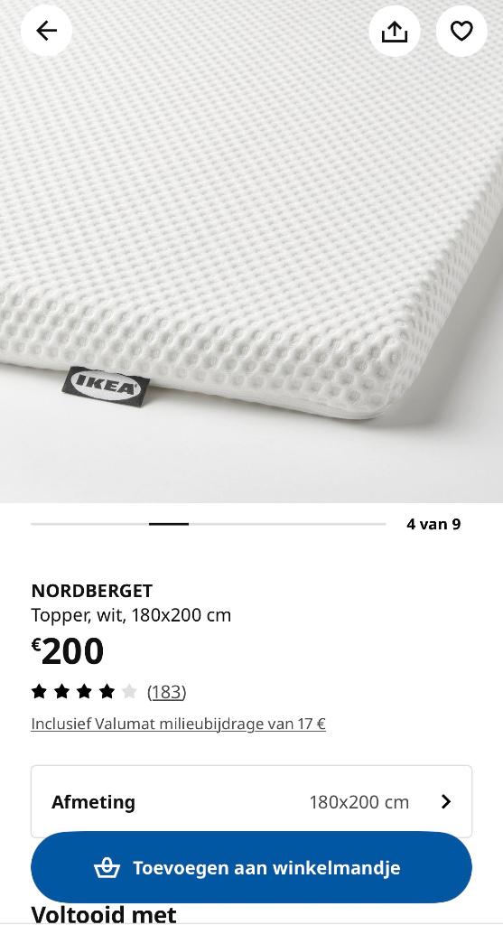 Matrastopper Nordberget Ikea 180x200 - nieuwstaat, Ophalen, Zo goed als nieuw, 200 cm, 180 cm