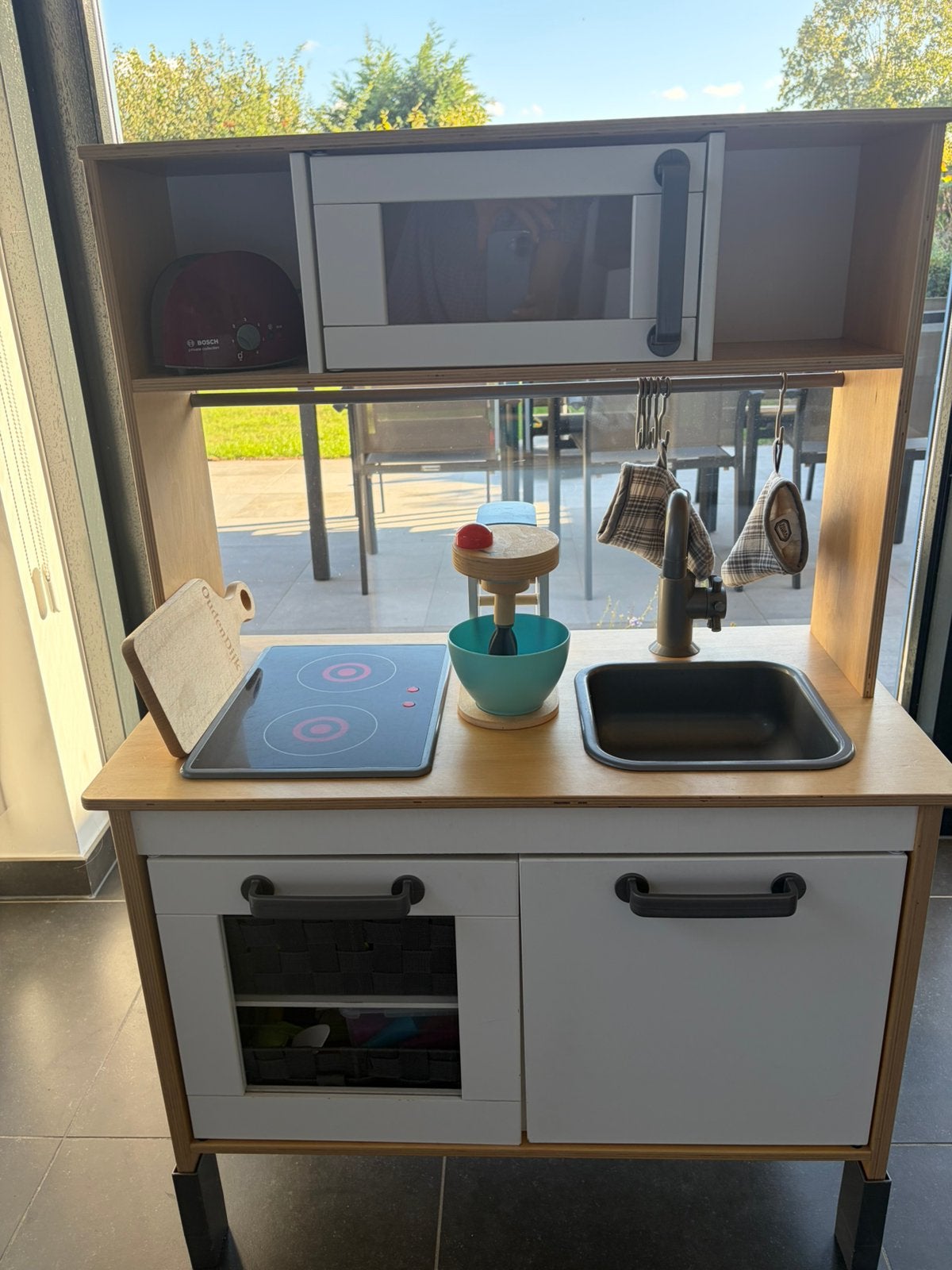 Houten keukentje met heel veel toebehoren, Enlèvement, Utilisé, Bois, Jouer à la cuisine
