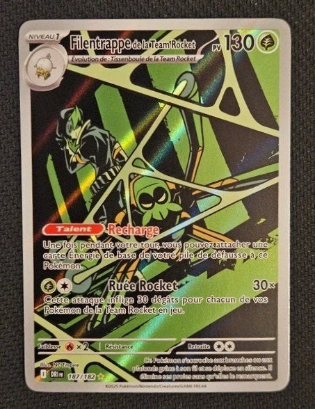 Filentrappe de la Team Rocket 187/182 FR (carte Pokémon), Enlèvement ou Envoi, Comme neuf, Cartes en vrac