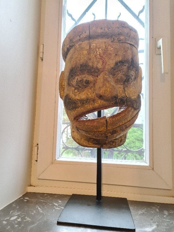 Masker of poppenhoofd Indonesian Tribal Art 1850, Antiek en Kunst, Ophalen of Verzenden, Masker, Hout