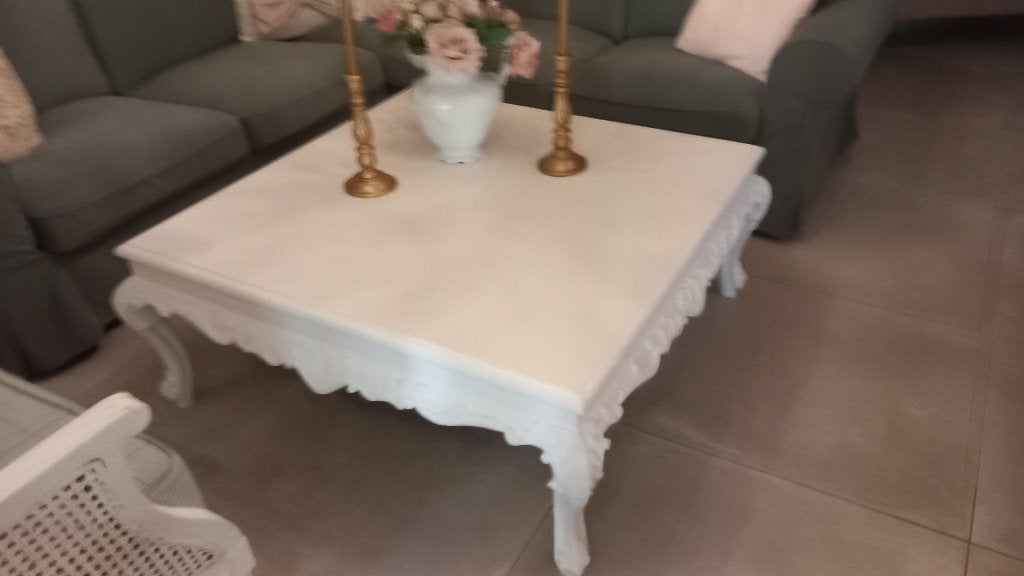 Salontafel met prachtig houtsnijwerk, Huis en Inrichting, Tafels | Salontafels, Ophalen, 100 tot 150 cm, Vierkant, 5 – 50