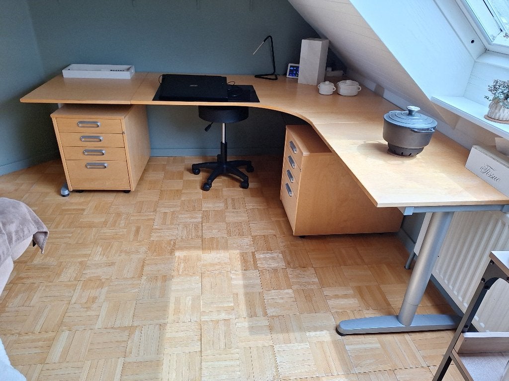 Bureautafel hoekmodel, Ophalen, Demontabel, Gebruikt, Hoekbureau