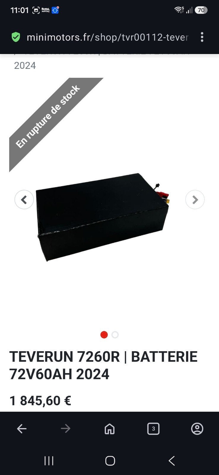 batterie de teverun fighter suprême 7260r V4, Enlèvement