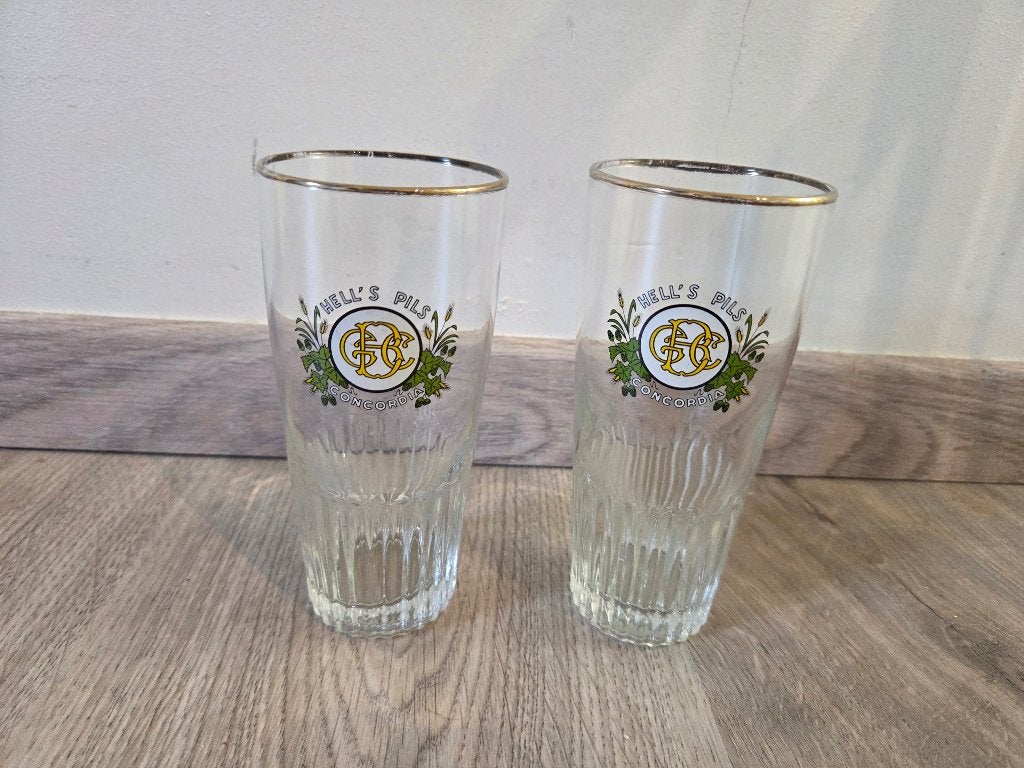 2 Hell's Pils + 1 Anglo Pils glas, Ophalen, Gebruikt, Bierglas