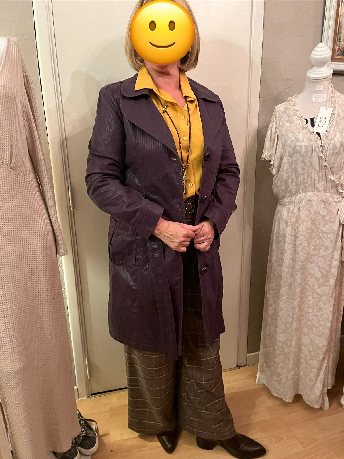 Kwaliteitsvolle trenchcoat van Melvin maat  42, Kleding | Dames, Ophalen of Verzenden, Zo goed als nieuw, Maat 42/44 (L), Paars