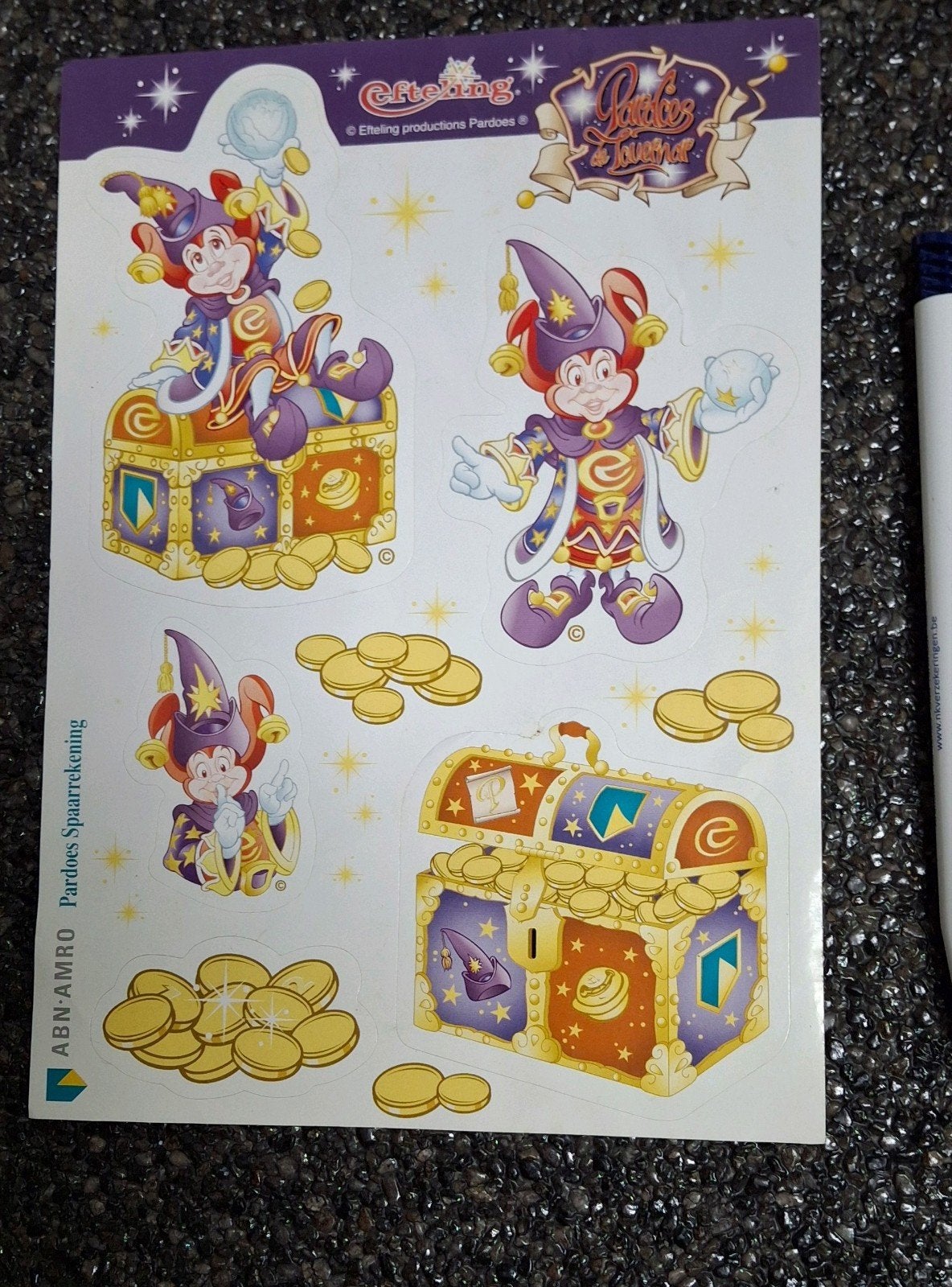 Sticker vel A5 Efteling Pardoes tovenaar editie ABN Amro, Ophalen of Verzenden, Zo goed als nieuw