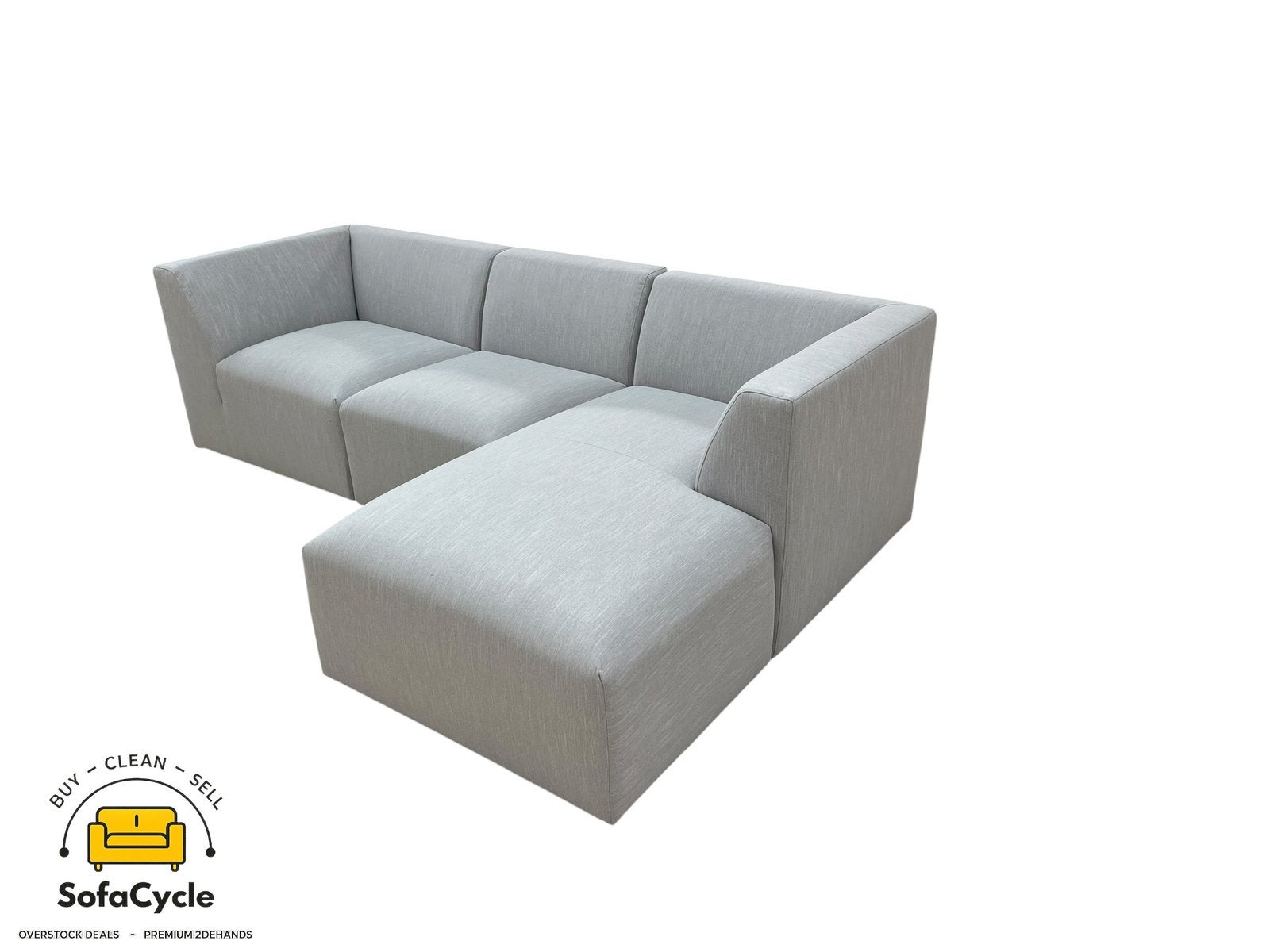 Canapé d'angle modulaire en tissu gris clair — overstock, Neuf, Enlèvement ou Envoi, SofaCycle, Tissus