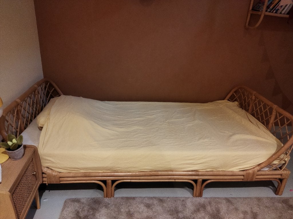 rotan kinderbed, Ophalen, Gebruikt, 160 tot 180 cm, 85 tot 100 cm