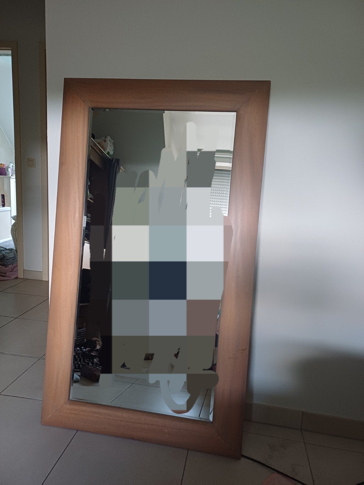 Eiken spiegel, Huis en Inrichting, Woonaccessoires | Spiegels, Ophalen, Zo goed als nieuw, Rechthoekig