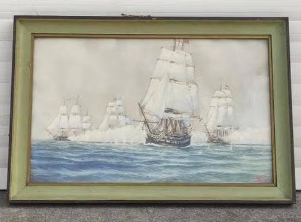 aquarelle bateau signe m pons, Antiquités & Art, Art | Peinture | Classique, Enlèvement ou Envoi, Aquarelle