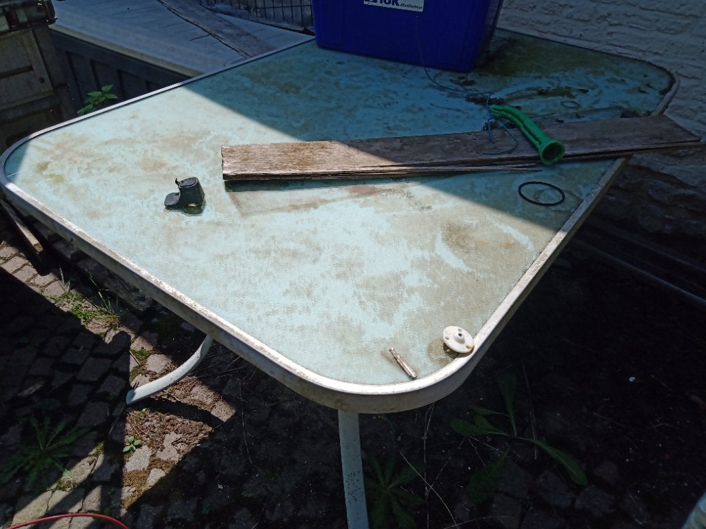 Glazen tuintafel, Ophalen, Gebruikt, Rechthoekig, Overige materialen