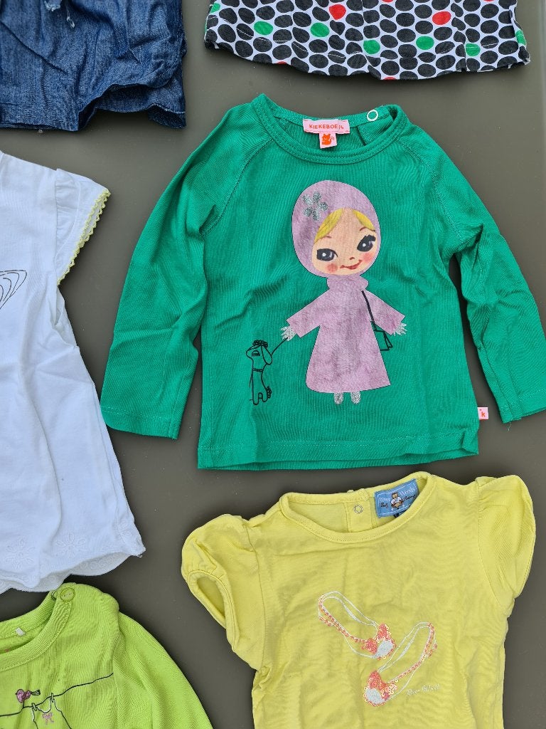 groene longsleeve t-shirt met meisje Kiekeboe 74, Enfants & Bébés, Enlèvement, Comme neuf, Fille