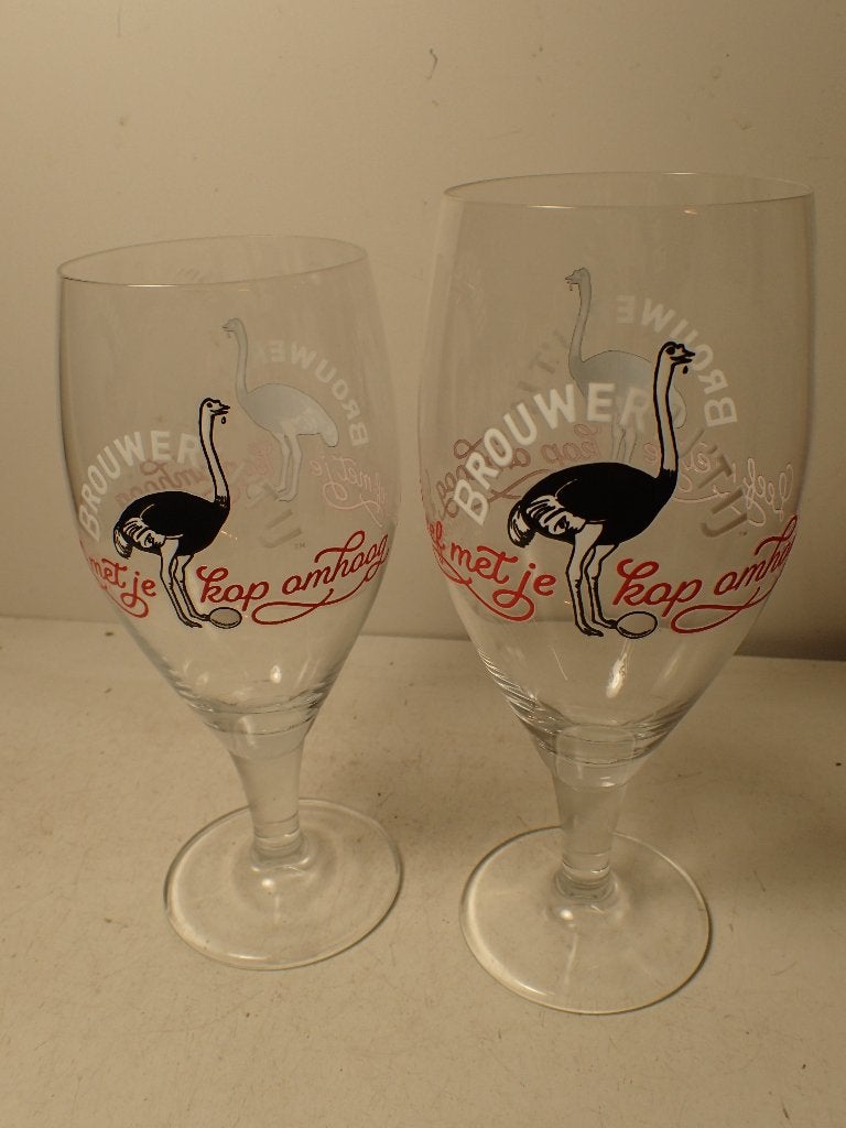 2 bierglazen emaille Tij, Verzamelen, Ophalen of Verzenden, Zo goed als nieuw, Glas of Glazen, Overige merken