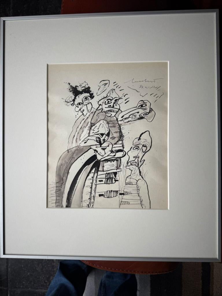 Lucebert  Pentekening  Inkt / Aquarel, Antiek en Kunst, Kunst | Schilderijen | Klassiek, Ophalen