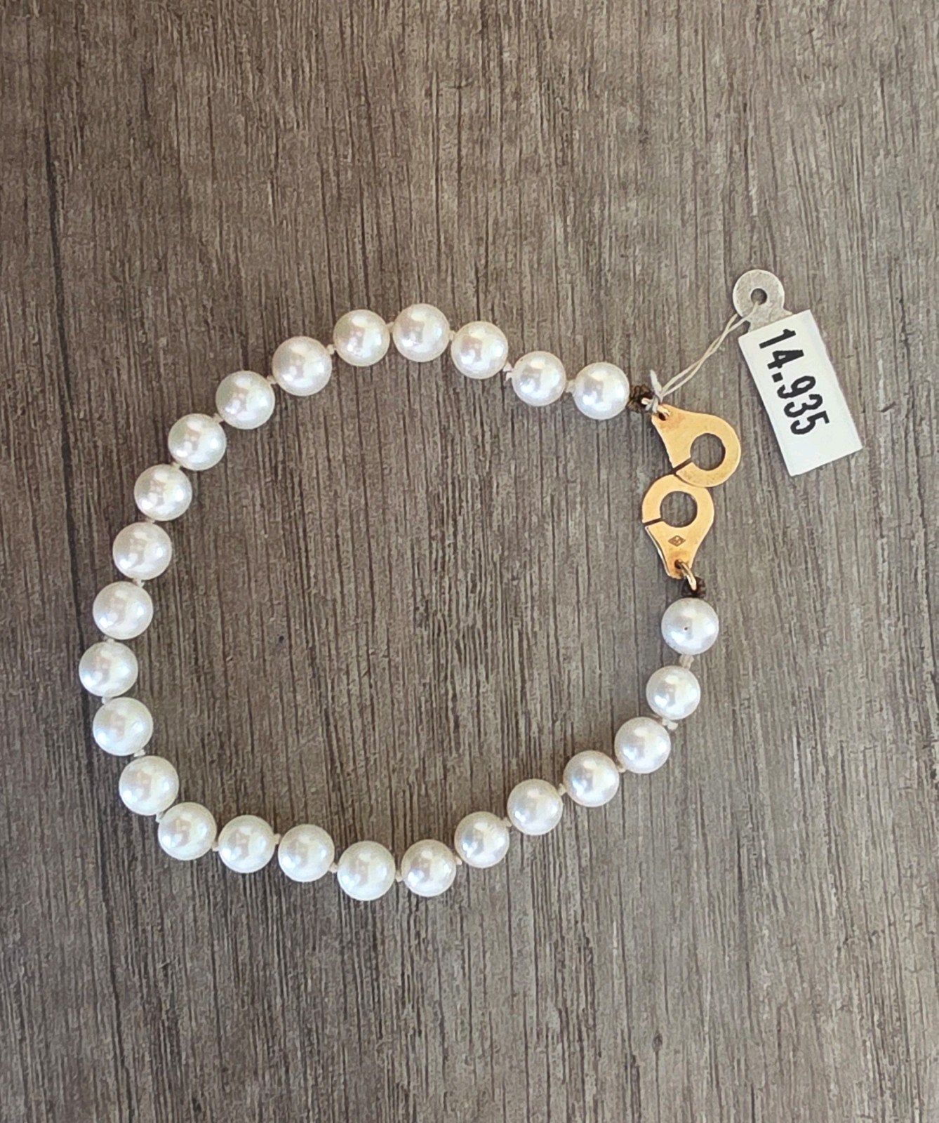 Armband met parels en gouden sluiting, Bijoux, Sacs & Beauté, Bracelets, Enlèvement, Neuf, Blanc, Or