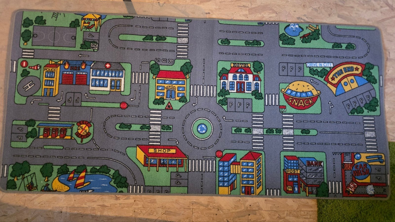 Groot speeltapijt auto / stratenplan 198x94cm, Ophalen of Verzenden