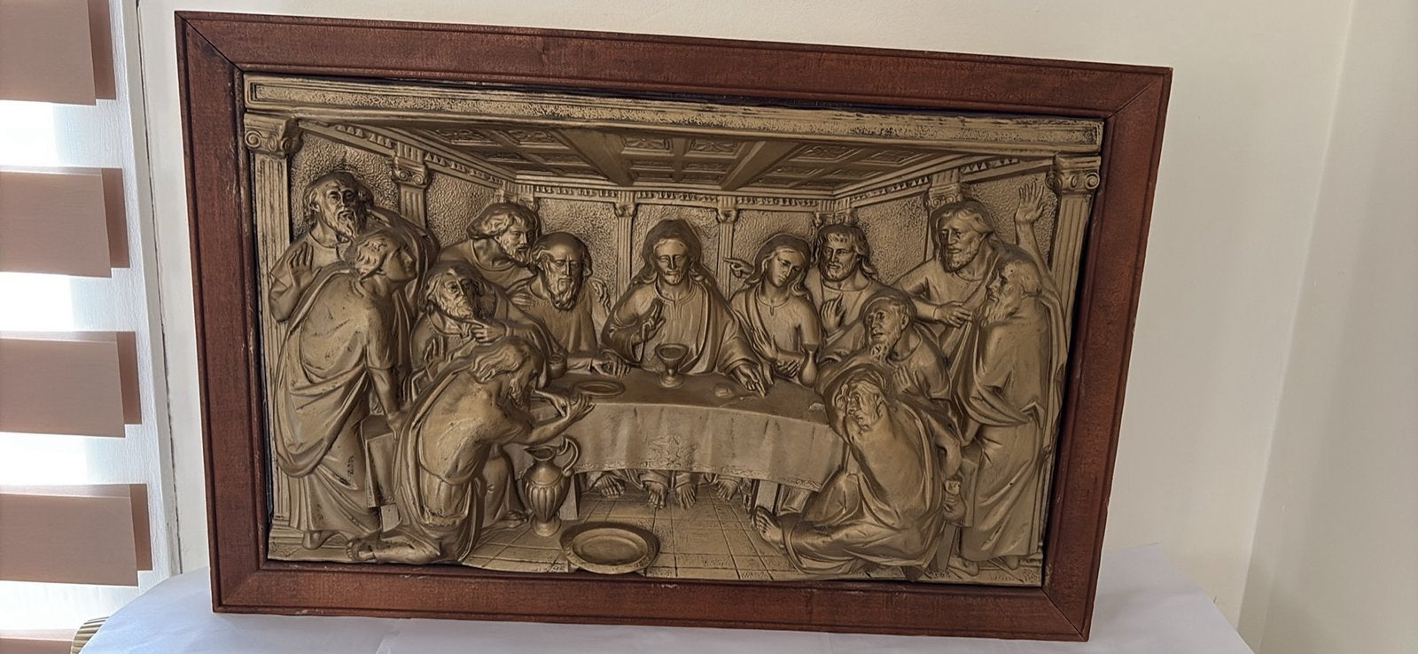 Grand tableau haut-relief  "La Cène" - M. REGISTRADO, Enlèvement ou Envoi, Vintage, Métal
