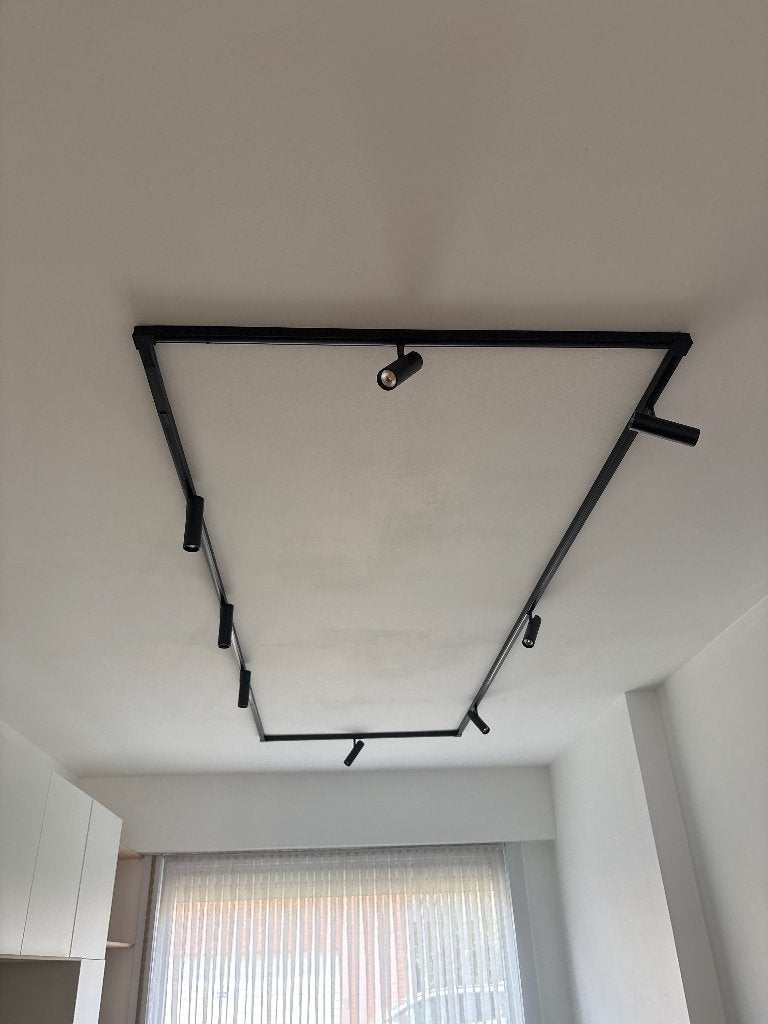 Rechthoekige railverlichting met spots, Huis en Inrichting, Ophalen, Zo goed als nieuw, Geschikt voor plafondmontage, Metaal