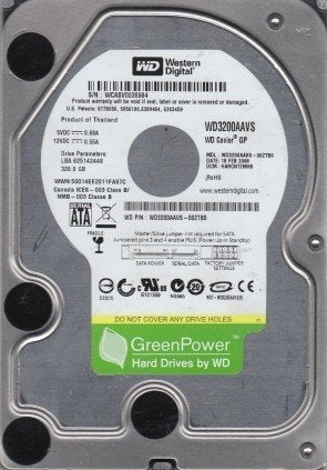 Western Digital WD3200AAVS 320GB SATA Harde Schijf 3.5", Interne, Utilisé, WD (Western Digital), Desktop