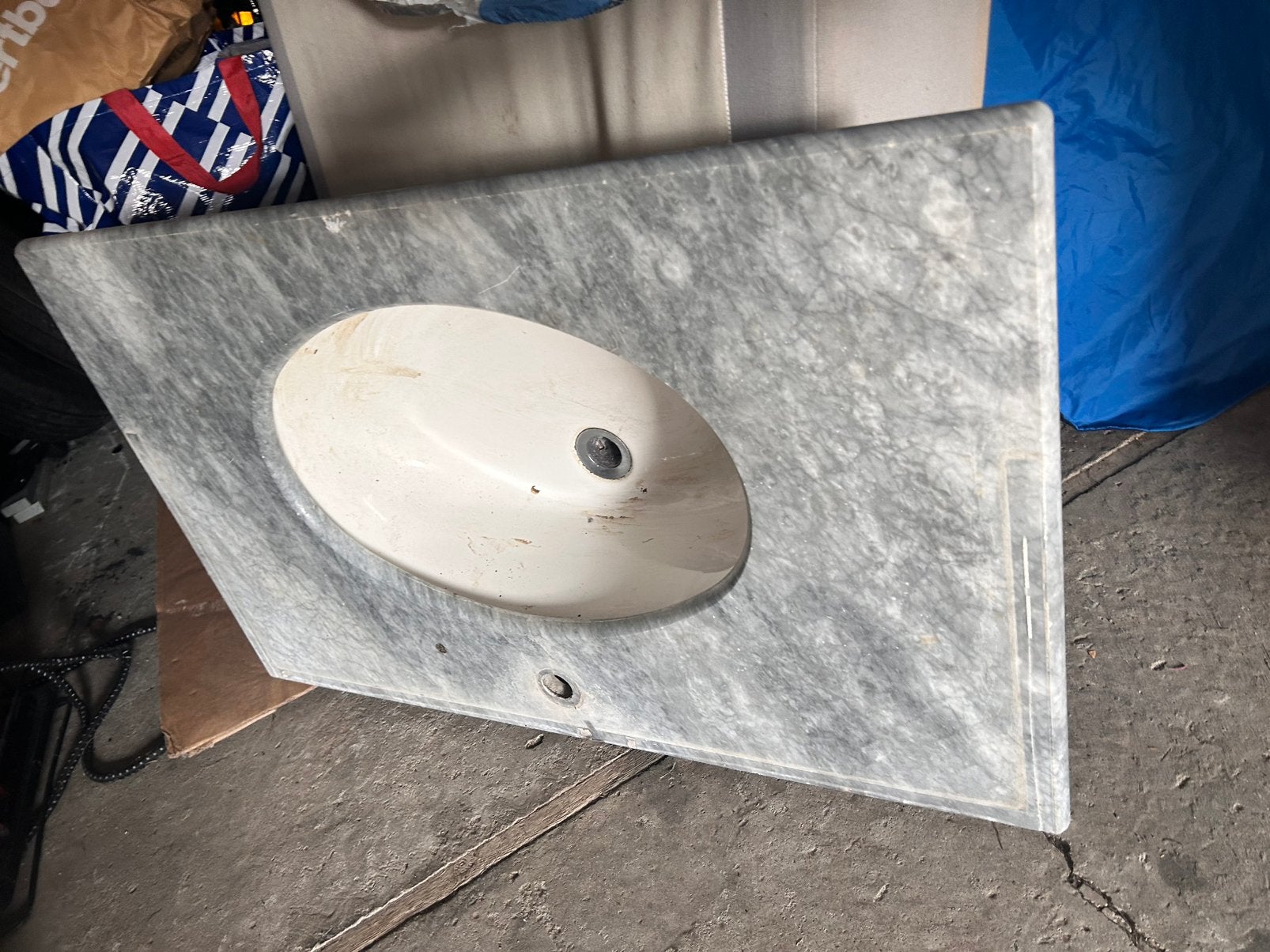 Marmeren wastafel met meubel, Huis en Inrichting, Ophalen, Zo goed als nieuw