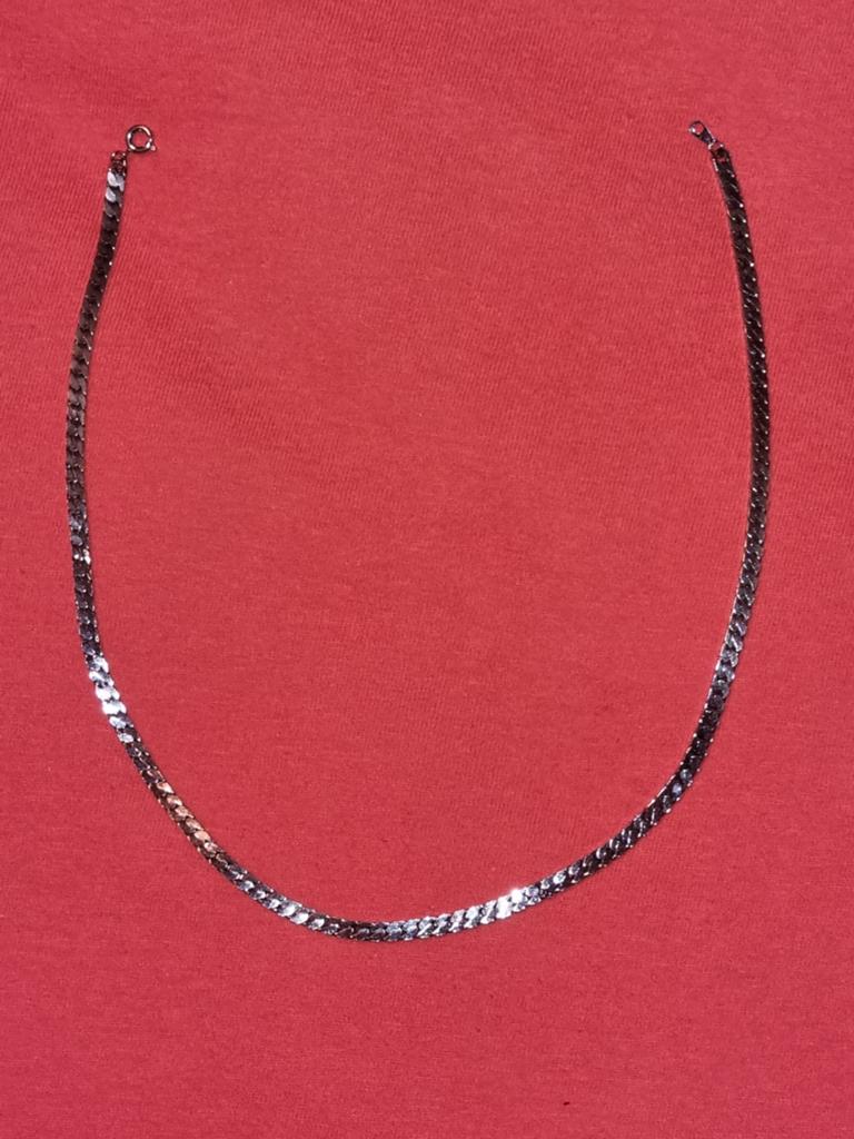 Collier chaînette plate 40 cm, Ophalen of Verzenden, Gebruikt, Zilver, Overige materialen
