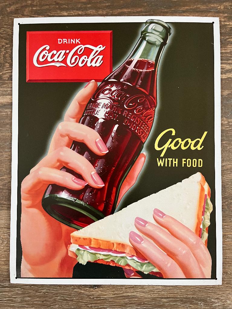 Coca Cola reclame bord - plakkaat 40 x 32 cm, Verzamelen, Merken en Reclamevoorwerpen, Zo goed als nieuw, Reclamebord, Ophalen