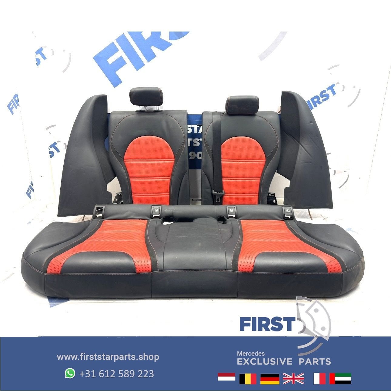 W205 ACHTERBANK + DEURPANELEN C63 AMG Mercedes C Klasse LEER, Utilisé, -, -, Enlèvement ou Envoi