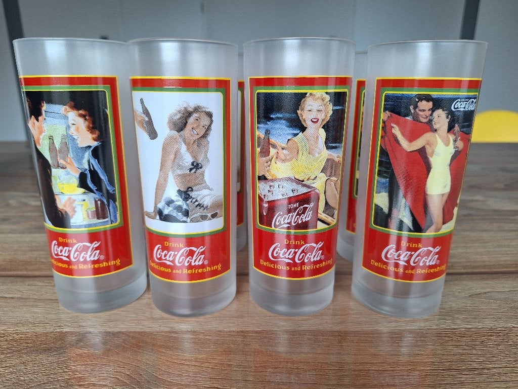 Coca cola glazen vintage 12 stuks, Ophalen, Zo goed als nieuw, Frisdrankglas