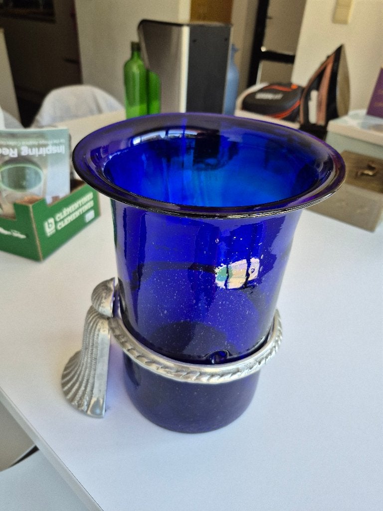 BLAUWE VAAS, Ophalen, Blauw, 30 cm, Geschikt voor droogbloemen