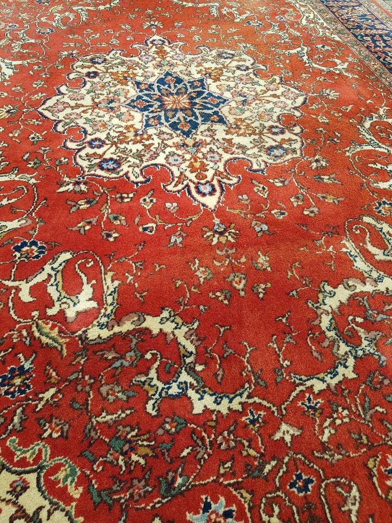 Handgeknoopt Perzisch Tabriz tapijt 308x203 cm + certificaat, Antiek en Kunst, Ophalen