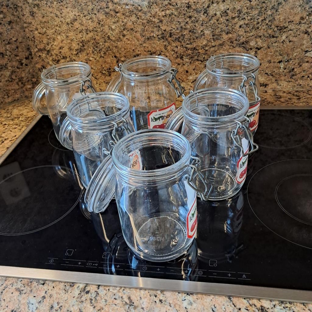 6 steriliseerbokalen ( 1 liter ), Ophalen of Verzenden, Gebruikt