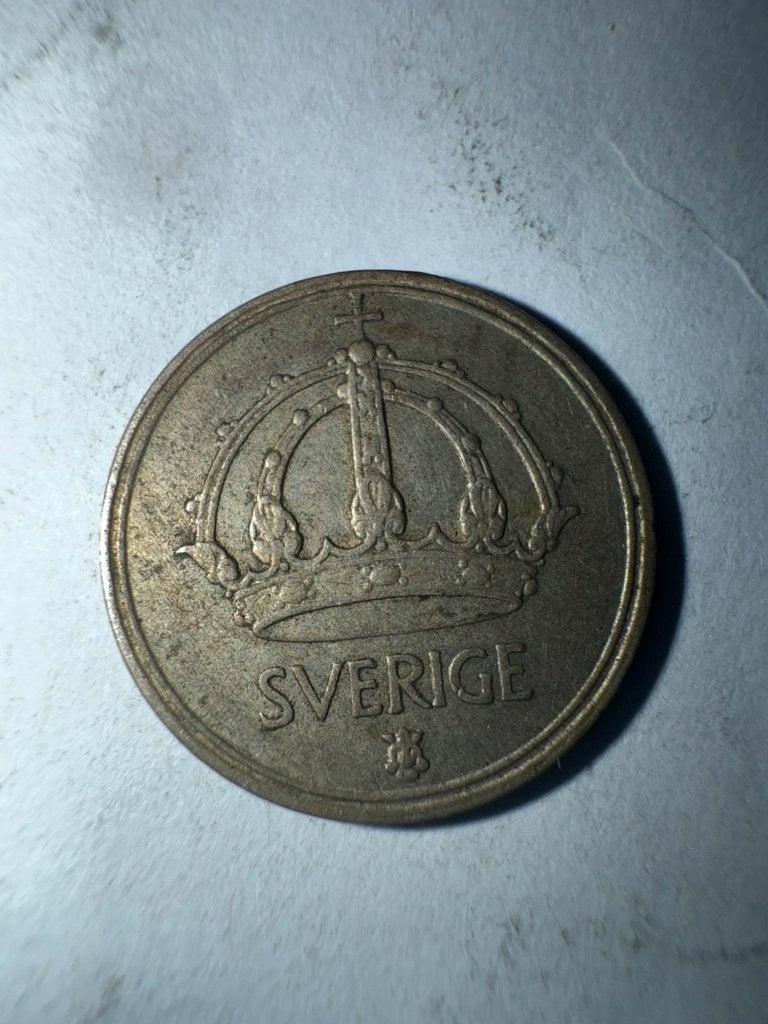 Zilveren munt Zweden 10 Öre 1950 Gustaf V koningskroon, Ophalen of Verzenden, Overige landen, Losse munt, Zilver