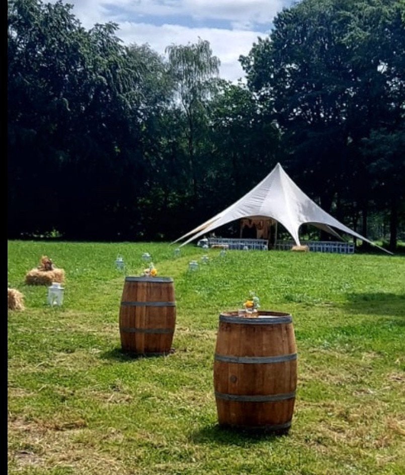 6 authentieke wijntonnen – decoratie, statafel of plantenbak, Tuin en Terras, Ophalen, Zo goed als nieuw